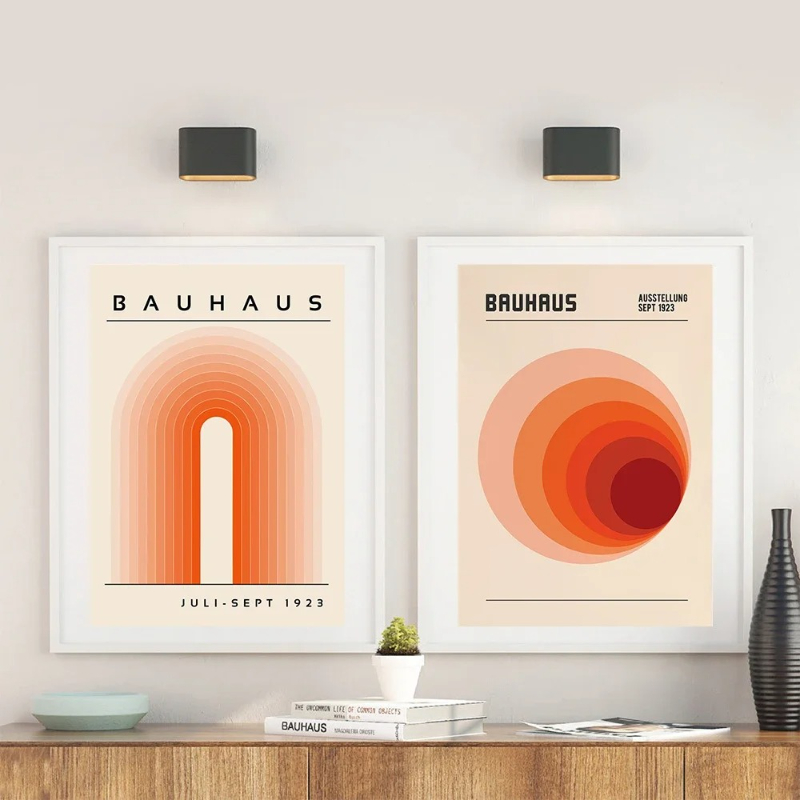 Photography Geometry - Impresiones de arte Retro naranja Bauhaus,